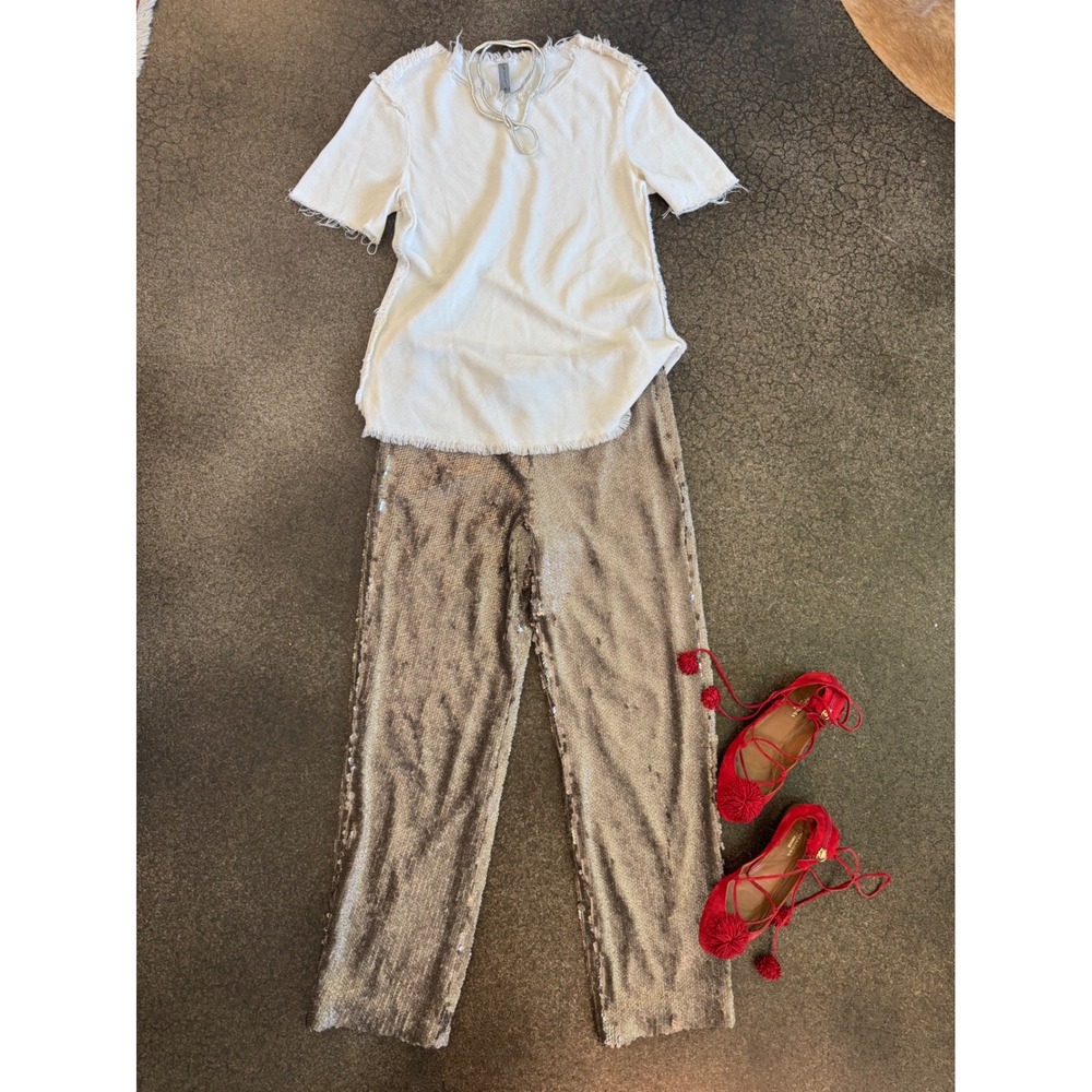 Aquazzura Red Suede Lace Up Ballet Flats with Pom Pom Tassels Size 36